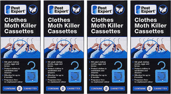 Pest Expert Clothes Moth Killer Cassettes (Pack of 8) Wardrobe Moth Protection & Prevention - New to Market Advanced Odourless Formulation - 4 x Twin Pack