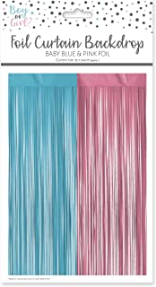 Costume and Party Store Baby Blue and Pink Foil Tinsel Curtain Backdrop Decoration Baby Shower Gender Reveal