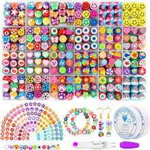 DIYDEC 480PCS Polymer Clay Beads, 24 Style Cute Fruit Flower Smiley Heart Mushroom Clay Beads Charms for Jewelry Necklace Earring Making, DIY Bracelet Making Kit Accessories for Women Girls