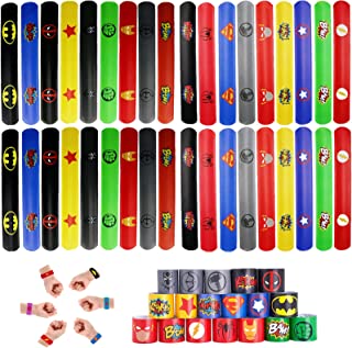 36Pc Superhero Party Bags Fillers Kids Slap Bands,Superhero Avengers Slap Bands Slap Bracelets Wristband Party Favours for Girls Boys Avengers Superhero Party Bag Fillers Birthday Classroom Gifts