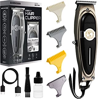 BARBOSSO Cordless Hair Clippers for Men - Beard Trimmer and Male Grooming Kit with 3 Barber Combs and Accessories - Shaving Machine for Hair Cutting and Body Trimming (Black)