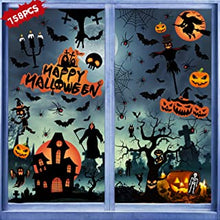 Halloween Window Clings, 158 PCS Halloween Decoration Stickers, Reusable Horror Halloween Window Stickers Bat, Castle, Pumpkin, Double-Sided Static Sticker for Halloween Decorations Party Sticker