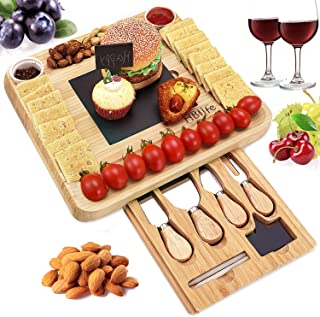 Cheese Board and Knife Set,Wood Charcuterie Board Set, Charcuterie Platter & Serving Tray,House Warming Gift & Perfect Choice for Christmas Wedding Birthday Anniversary