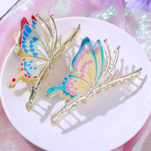 WLLHYF 2PCS Butterfly Hair Clips for Women Girls Large Claw Clips Tocess Hair Grippers Painted Glittering Metal Hair Claw Cute Hair Accessories Thick Hair Non-Slip