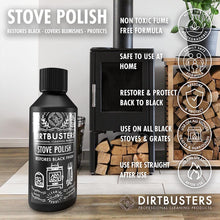 Dirtbusters Stove Polish for Log Burners & Grates Restore to Black, Non Toxic Alternative to Stove Paint (250ml)