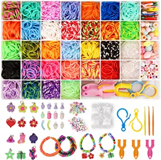 2500+ Loom Bands Kit, 30 Colors Loom Rubber Bands in 40 Grids Storage Case for DIY Refill Bracelet Making Craft Kits, Loom Twist Bands with More Accessories for Party, X-mas Birthday Gift for Kids