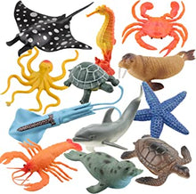 Toy Sea Animal Set (12 pack) – Sea Creature Bath Toy Playset For Kids - Realistic Large Sea Life Figures - Educational Learning Toys - Multi Style Plastic Ocean Figures For Children and Toddlers