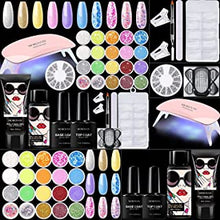 Poly Nail Gel Kit - Poly Gel Nail Kits Starter Kit with 18 Colors Nail Glitter, DIY Poly Nail Gel Kit with Everything Nail Extension Gel Kit, Salon at Home