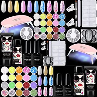 Poly Nail Gel Kit - Poly Gel Nail Kits Starter Kit with 18 Colors Nail Glitter, DIY Poly Nail Gel Kit with Everything Nail Extension Gel Kit, Salon at Home