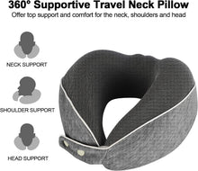 AYhome Travel Pillow, Memory Foam Neck Pillow for Travel, Soft Neck Support Pillow, Quick Pack Flight Pillow for Airplane, Train, Car, Office Sleeping Rest (Dark Grey)