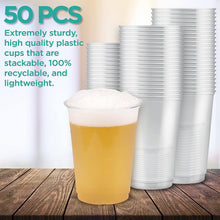 Beth's Kitchen Plastic Cups  Pack of 50. Strong, Heavy Duty, Clear Disposable Glasses, Perfect for Pubs, Parties & Picnics, & for Drinking Beer, Juices, & Water (Full-Pint (600ml))