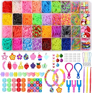 2300PCS Loom Rubber Band Kit, DIY Rainbow Rubber Loom Bands 32 Colors Rubber Bands for Refill Making Kits Accessories with Bead S-Clips Making Set for Party X-mas Birthday Gift Kids