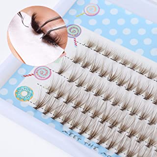 PROUSKY Brown Individual Lashes, 100 Pieces Brown Eyelashes Lash Ribbons Lash Extensions, Eyelashes Cluster Pack for DIY Eyelash Extension Brown Thickness 0.07 mm Length 8-12mm