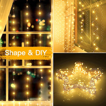 Ollny Curtain Fairy Lights - 200 LED 2m x 2m USB String lights Indoor Outdoor Waterproof Warm White Hanging Window Lights with Hooks for Bedroom/Outside/Wall/House/Door/Party/Gazebo/Garden Decorations