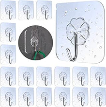 Lamondre 30 Pcs Self Adhesive Hooks, Transparent Wall Hooks, Waterproof Oilproof Bathroom Kitchen Heavy Duty Adhesive Hooks, Robe, Towel, Coat, Key Hooks, Strong Adhesion 10Kg(Max)