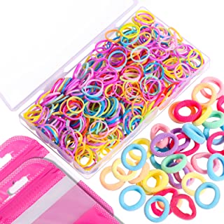 Baby Hair Bands, Teenitor 500pcs Candy Color Elastics Bands + 30pcs Seamless Mini Hair Bands with 2pcs Carry Bags, Soft Hair Bobbles Ties Ponytail Holders with Box for Girls Kids