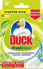 Duck Fresh Disc Toilet Cleaner Starter Pack, Toilet Bowl Sanitiser & Descaler, Lime, 36 ml