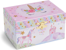 Jewelkeeper Girl's Musical Jewellery Storage Box with Spinning Unicorn, Glitter Rainbow and Stars Design, The Beautiful Dreamer Tune, Gifts for Little Girls