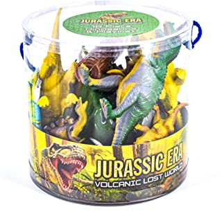 KandyToys 18 Piece Dinosaurs Play Set in Tub – Prehistoric Playset with Toy Dinosaurs and Play Mat