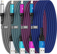 [4 Pack -2m] iPhone Charger Cable, Apple MFi Certified,iPhone USB A Charging Cable Nylon Compatible with iPhone 13/13Pro/12/12Pro/11/Pro/SE/XS/XS Max/XR/X/8/8 Plus/7/7 Plus/6s/6/6 Plus/5S/iPad Mini