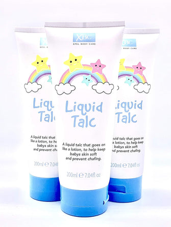 XBC Liquid Talc Bundle - 3 x 200g Tubes. A Liquid Talc That Goes On Like A Lotion. Keeps Babys Skin Soft and Prevents Chafing