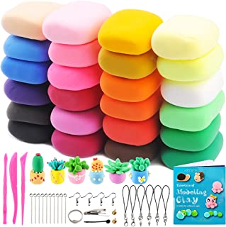 COCOBOO Air Dry Clay Kit, 24 Colors No-Toxic Ultra Light Modelling Clay for Kids, Magic Clay Dough with Book, Tools, Accessories, Arts And Crafts for Kids