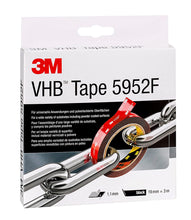 3M VHB 5952F Double Sided Adhesive Tape - Provides adhesion to most powder coated paints, metals, glass, sealed wood, acrylic, polycarbonate and ABS - 19mm x 3m, Thickness 1.1mm, Black (1 Roll)