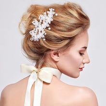Bridal Wedding Hair Pins, Sparkly Pearl Flower Hair Pins Bride Hairpieces Elegant Gorgeous Hair Clips Decorative Hair Accessories for Women Girls (white flower, 24Y1)