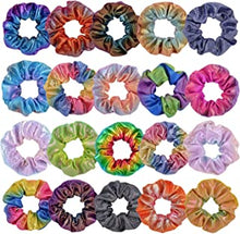 20 Pieces Shiny Metallic Scrunchies,AUERVO Hair Scrunchies Sparkle Scrunchy Colorful Hair Ties Ropes Elastic Ponytail Holder for Girls and Women