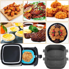 Silicone Air Fryer Liners, 2Pack Square Air Fryer Silicone Basket Tray Airfryer Accessories Reusable Air Fryer Accessories Air Fryer Liners for Tower Ninja COSORI Tefal Philips Gourmia Airfryer Black