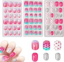 72 Pieces Children Nails, Kids Fingernails Press On Full Cover Fake Nail Kits Girls Fake Fingernail Kit False Nail Kits for Kids