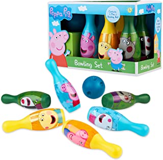 Peppa Pig Bowling Set, 6 Pins and 1 Ball Bowling Set Kids, Toys for Boys, Girls, Indoor Outdoor Games for Kids