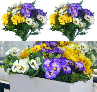 QIAN YUN Artificial Plants Wild Flowers Decoration Artificial Plastic Bouquets Artificial Plastic Bouquets, Anti-UV Fake Plants Can Hang Family Garden Porch Windows And Party Decorations (purple)