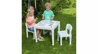 Liberty House Toys Kids Plastic Table & 2 Chairs - White