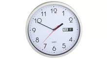 Day and Date Wall Clock - Silver