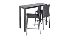 Lido Glass Bar Table & 2 Black Chairs