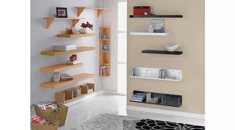 Home 89cm Set of 2 Wooden Shelves - Unfinished Pine
