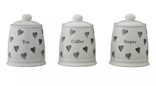 Set of 3 Hearts Storage Jars - Grey