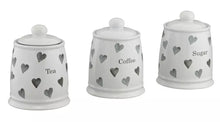 Set of 3 Hearts Storage Jars - Grey