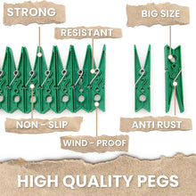 Today - 40 clothes pegs for washing like, 95% recycled plastic anti-mark system, large size, resistant and windproof clothespins, Eco-friendly - Green colour