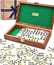 Jaques of London Luxury Dominoes - Double Six Dominoes Set in Handmade Mahogany Case