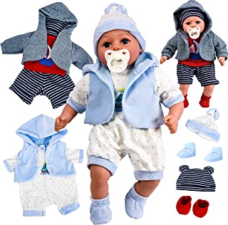 The Magic Toy Shop Bibi Doll - Baby Doll Clothes Boy & Girl Set Of Two Outfits Suitable For 18" Baby Doll (Boy Doll Clothes Set of 2)