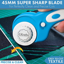 UKrafts Rotary Cutter for Fabric 45mm Highly Sharp SKS-7 Blade with Safety Lock - Cutting Wheel for Fabric, Sewing, Paper, Arts & Crafts - Fabric Cutter Perfect for Left & Right Hand Users