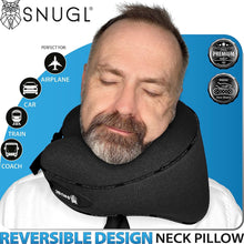 SNUGL Travel Pillow - Memory Foam Neck Cushion - Flight Pillow  Support Neck Pillow for Travel  Travel Neck Pillow for Airplane with Carry Bag & Clip  Flying Travel Essentials (Jet Black - Regular)