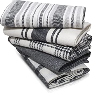 BRAVO E BRAVA Kitchen Tea Towels Set of 5 |– Professional Grade Cotton 45 x 70 cm | Kitchen Towel Super Absorbent and Fast Drying | Machine Washable for Everyday Use (Grey) (Cotton Culture Towels)