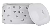 Hearts Stoneware Bread Bin - White