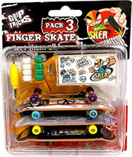 Grip and Tricks - 3 Finger Skates with Pro Fingerboard Tools and Toy Skateboards Accessories - Finger Skate Pack 3 - Finger Toy for kids 6+ years old