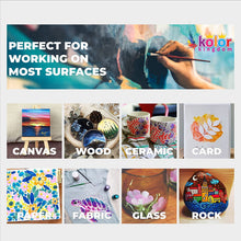 KOLOR KINGDOM Acrylic Paint Set 24 Colours Canvas Paint Kit with 3 Kids Paint Brushes for Crafts Paints, Paper, Rock Painting, Wood,Ceramic & Fabric Vibrant Colors