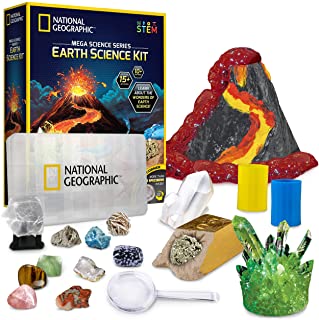 NATIONAL GEOGRAPHIC Earth Science Kit - Over 15 Science Experiments & STEM Activities for Kids, Includes Crystal Growing Kit, Volcano Science Kit