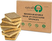 Epically Eco | 100% Biodegradable and Compostable Washing up Sponge - Cellulose Kitchen and Bathroom Sponge with Non-Scratch Scrubber (6 Pack) | Eco Friendly - Zero Waste Packaging